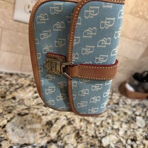 Dooney & Bourke Signature Flap Wristlet Mint Green Tan Trim & Strap DB Logo